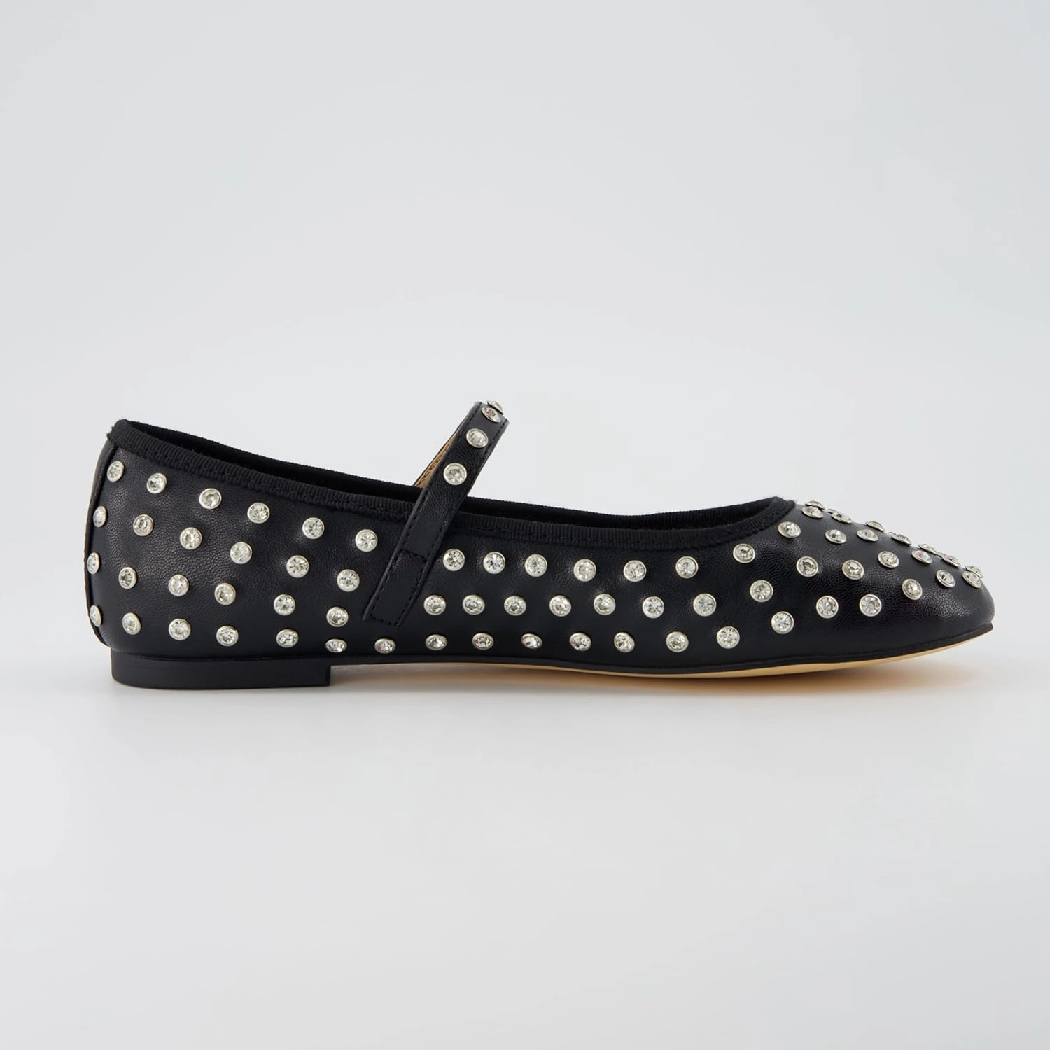 CUSHIONAIRE Flashy Women’s Bling Studded Mary Jane Flats | Comfortable Memory Foam, Faux Leather, Lightweight, Wide Widths Available