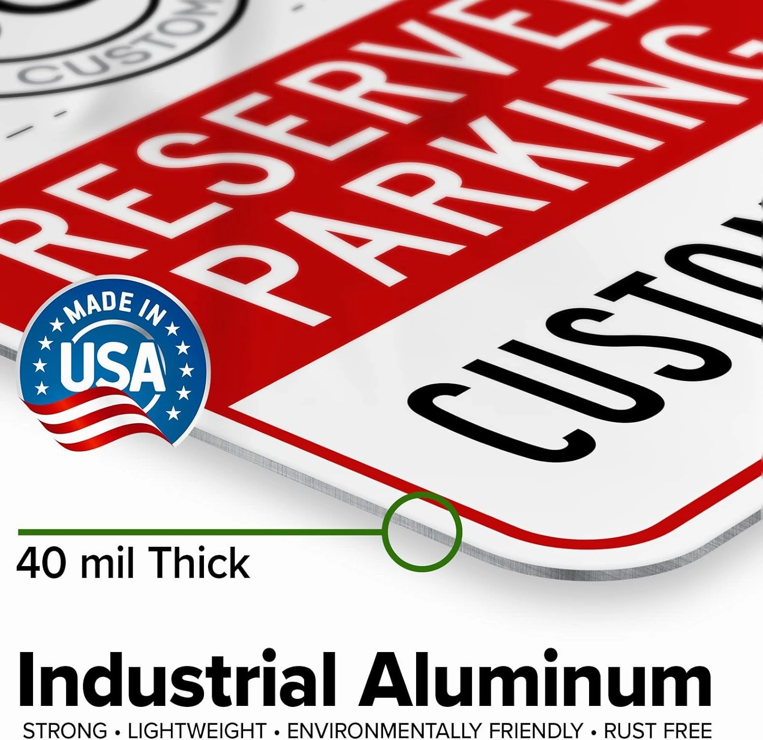 Custom No Parking Sign, Custom Reserved Parking Signs for Business, 10x14 Inches, Rust Free .040 Aluminum, Fade Resistant, Made in USA by My Sign Center (Post Holes)