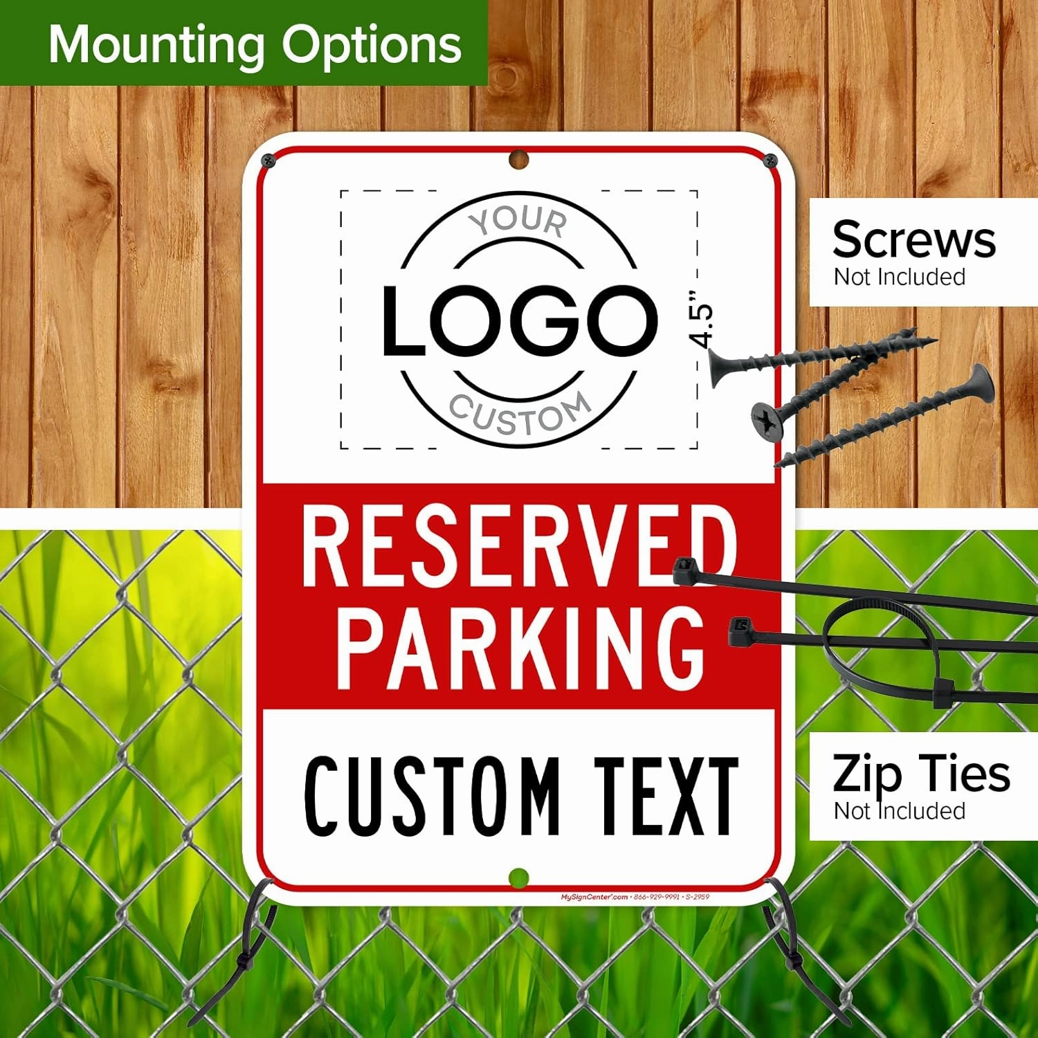 Custom No Parking Sign, Custom Reserved Parking Signs for Business, 10x14 Inches, Rust Free .040 Aluminum, Fade Resistant, Made in USA by My Sign Center (Post Holes)