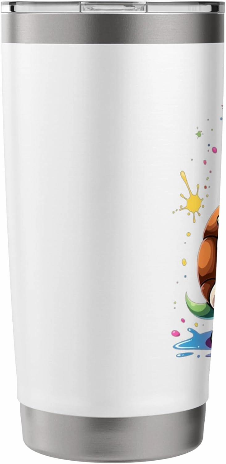 Cute Cartoon Turtle Standing with Colorful Splashes Stainless Steel Insulated Tumbler