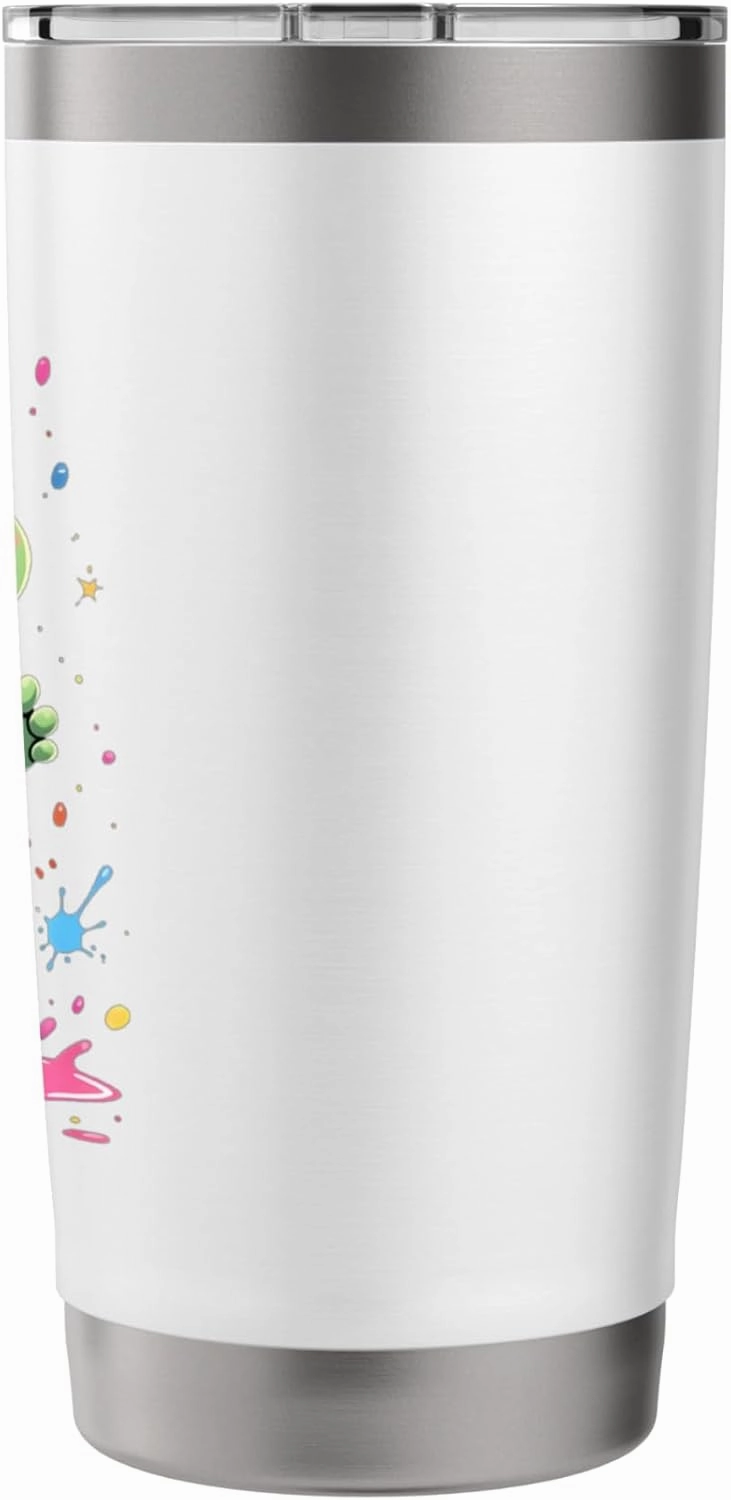 Cute Cartoon Turtle Standing with Colorful Splashes Stainless Steel Insulated Tumbler