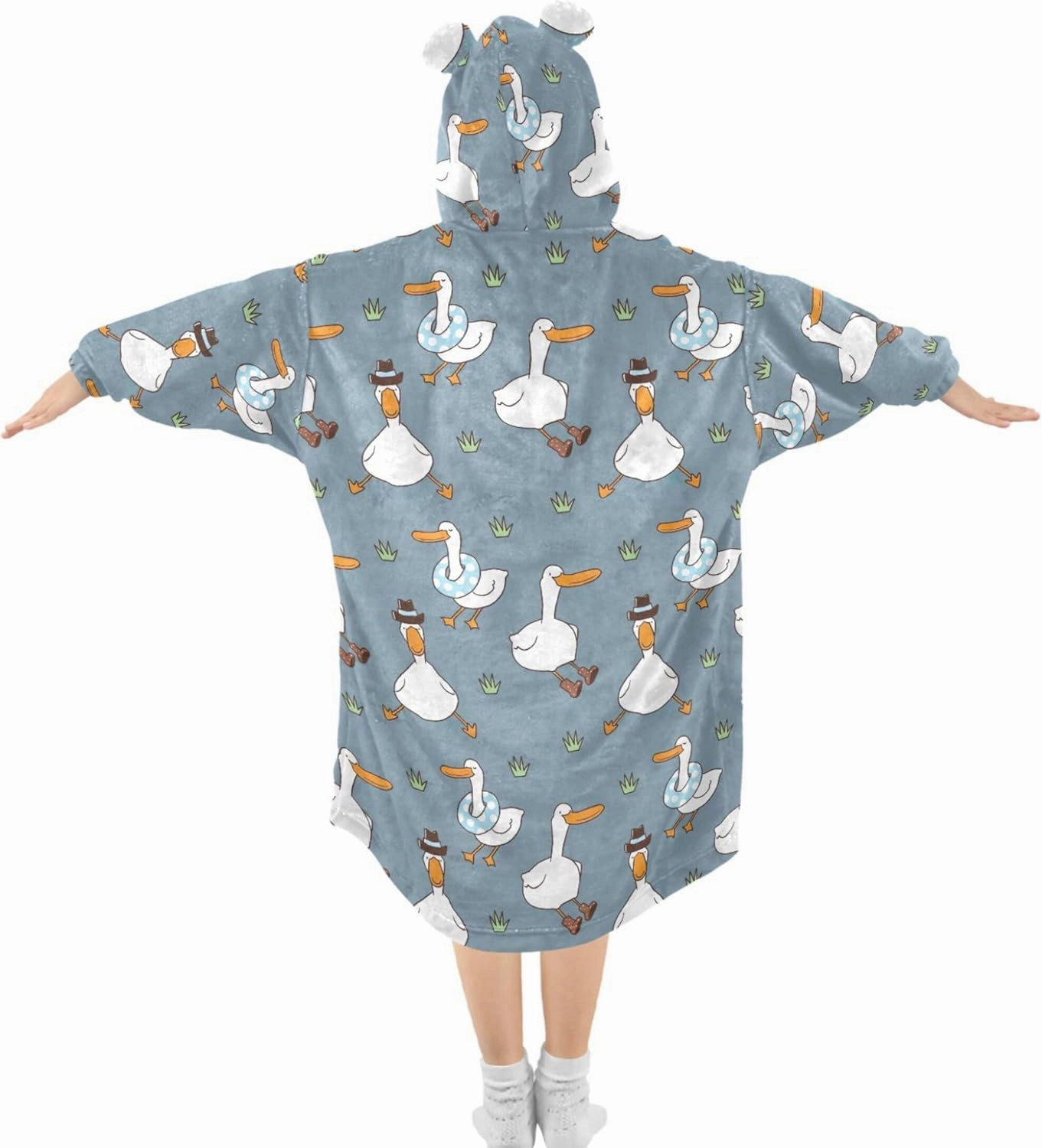 Cute Ducks Pink Kids Wearable Blanket Teens Girls Warm Sweater Boys Oversized Sweatshirt Hoodie S