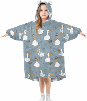 Cute Ducks Pink Kids Wearable Blanket Teens Girls Warm Sweater Boys Oversized Sweatshirt Hoodie S
