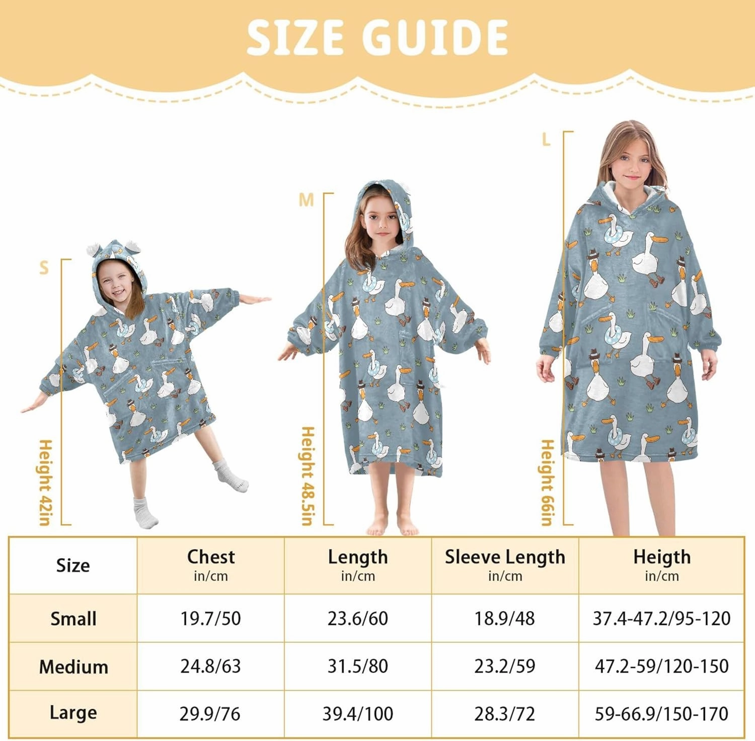 Cute Ducks Pink Kids Wearable Blanket Teens Girls Warm Sweater Boys Oversized Sweatshirt Hoodie S