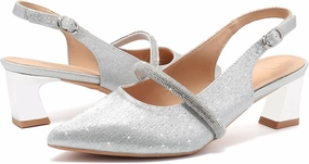 DADAWEN Women's Slingback Kitten Heels Closed Pointed Toe Low Heels Wedding Party Dress Pumps Shoes