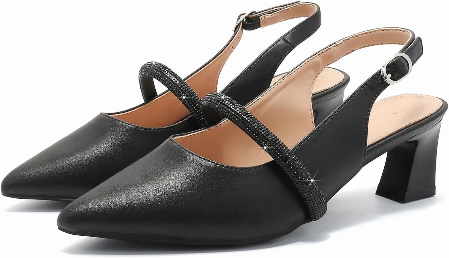 DADAWEN Women's Slingback Kitten Heels Closed Pointed Toe Low Heels Wedding Party Dress Pumps Shoes