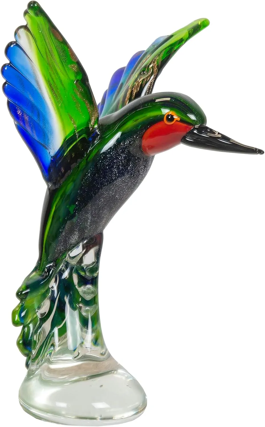 Dale Tiffany Art Glass Figurine 10" Tall Hummingbird Handcrafted Murano-Style Figurine for Home Décor, Living Room, Bed Room, Home Office and Gift
