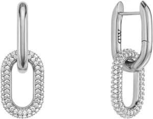 Daniel Wellington Crystal Link Earrings, Unisex Dangle Earrings with CZ Crystal, 316L Stainless Steel