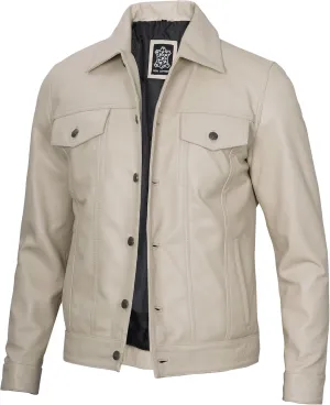 Decrum Leather Jacket For Men - Real Lambskin Vintage Trucker Mens Leather Jackets