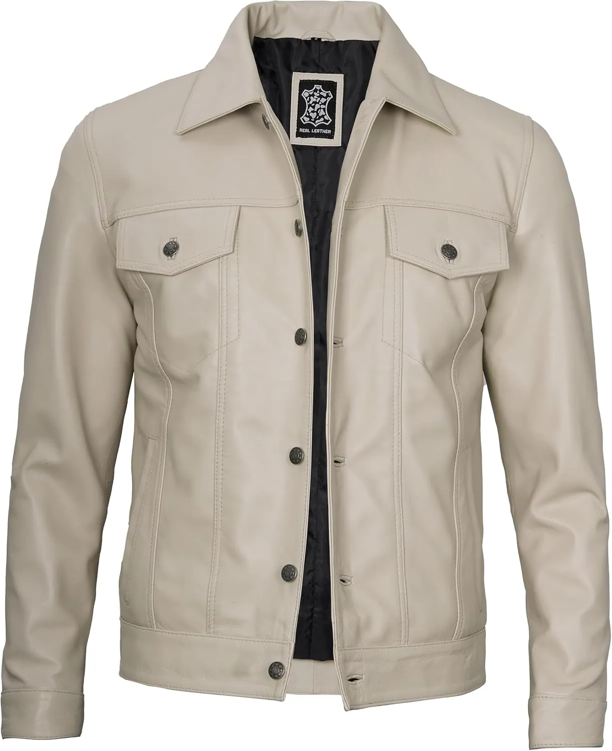 Decrum Leather Jacket For Men - Real Lambskin Vintage Trucker Mens Leather Jackets