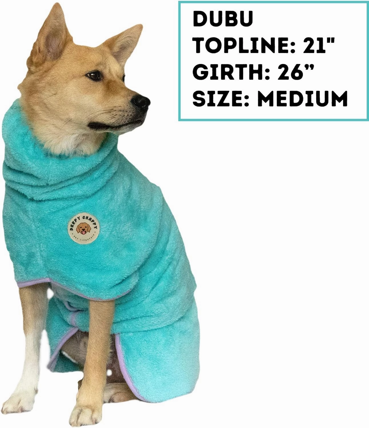 DERPYCHAPPY Premium Dog Towel Robe & Dog Bathrobe for Drying Dogs Made in Korea | Super Absorbent Quick & Adjustable Microfiber Bath Towel for Cats & Puppy Robes After Bath | Soft Warm Drying Coat