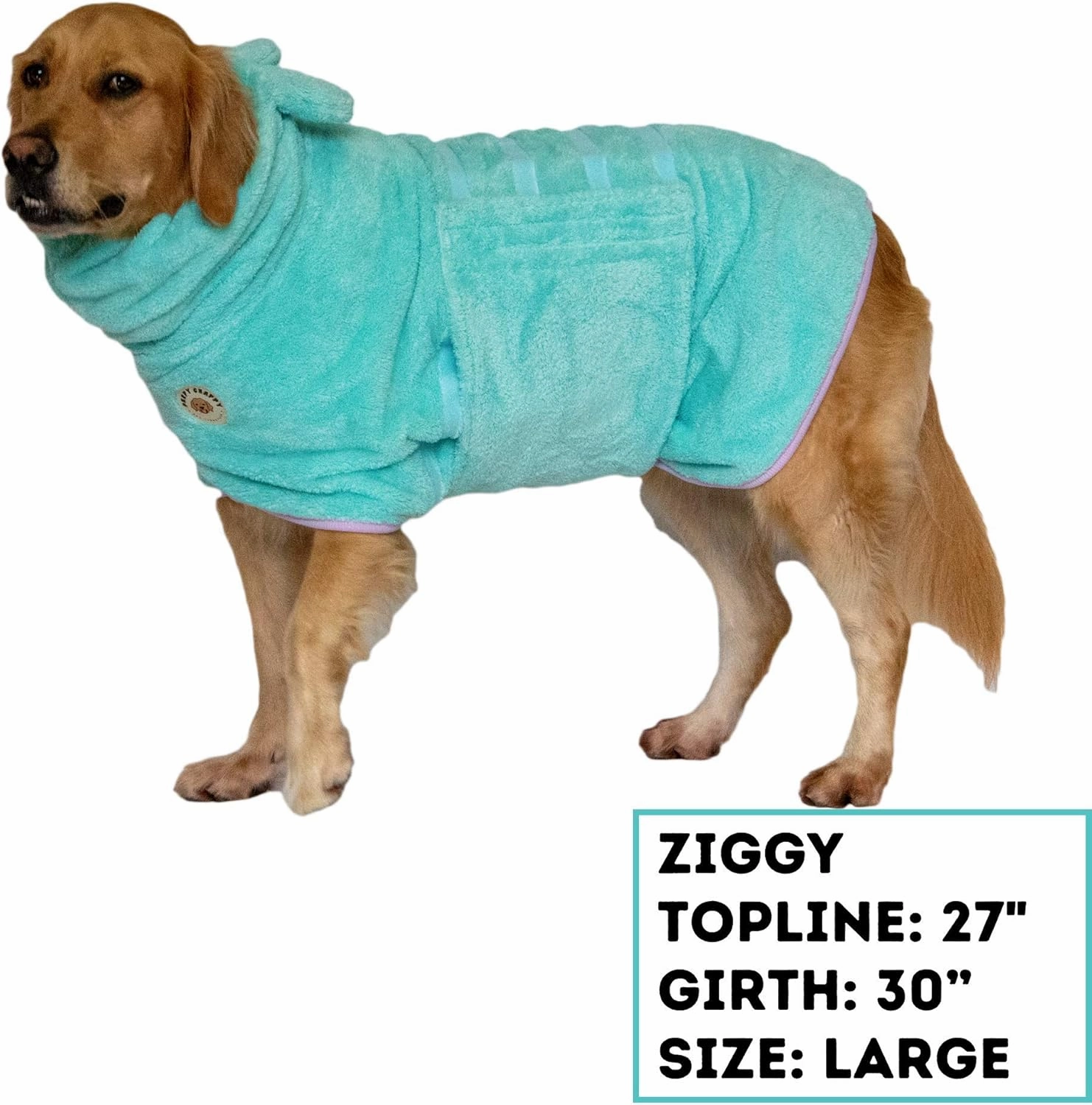 DERPYCHAPPY Premium Dog Towel Robe & Dog Bathrobe for Drying Dogs Made in Korea | Super Absorbent Quick & Adjustable Microfiber Bath Towel for Cats & Puppy Robes After Bath | Soft Warm Drying Coat