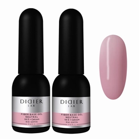 DIDIER LAB Premium Fiber Base Gel Polish Neutral - LED UV Gel Base Coat - Long Lasting Soak Off Gel Nail Base Coat with Vitamins and Minerals - Strengthens Thin Damaged Nails - Set of 2