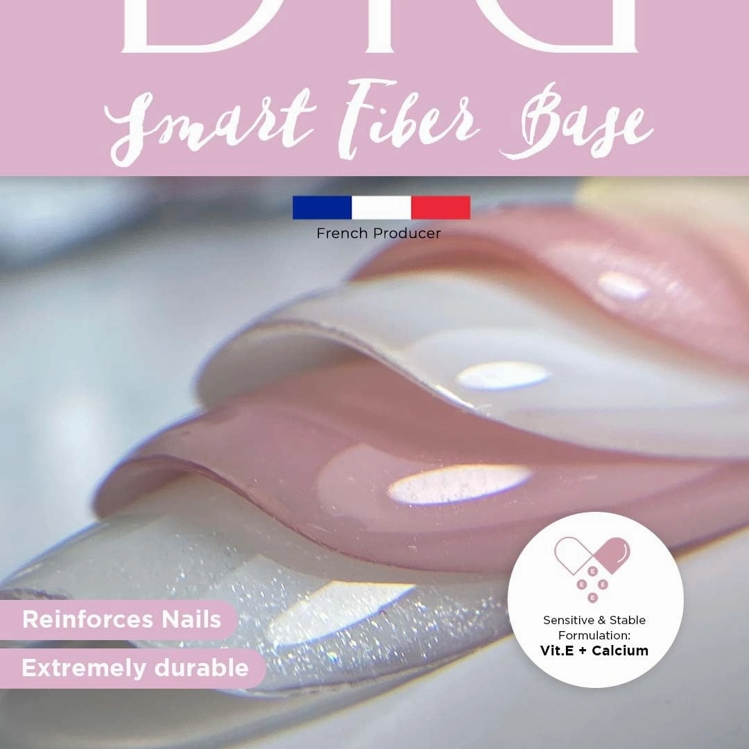 DIDIER LAB Premium Fiber Base Gel Polish Neutral - LED UV Gel Base Coat - Long Lasting Soak Off Gel Nail Base Coat with Vitamins and Minerals - Strengthens Thin Damaged Nails - Set of 2