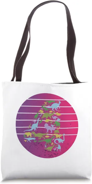 Dinosaurs silhouette pastel retro sauropods theropods Dino Tote Bag