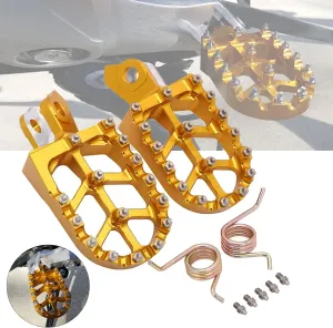 Dirt Bike Foot Pegs Footpegs Pedals Aluminum Footrest For RMZ250 2010-2019, RMZ450 2008-2019, RMX 450Z 2010-2017 Motorcycle Motocross Dirt Bike, Gold