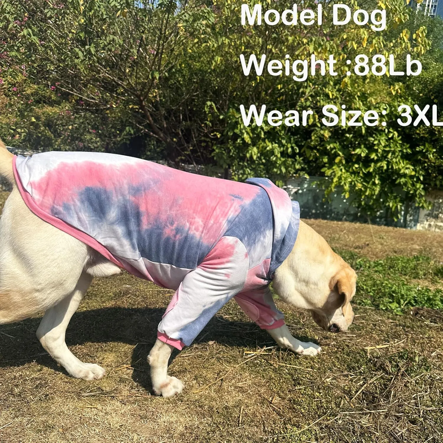 Dog Cotton Tie dye Hoodie Pink Grey Pullover Sweatshirts Soft and Stretch Pets Clothes Hooded for Medium Dogs(Pink Grey M)