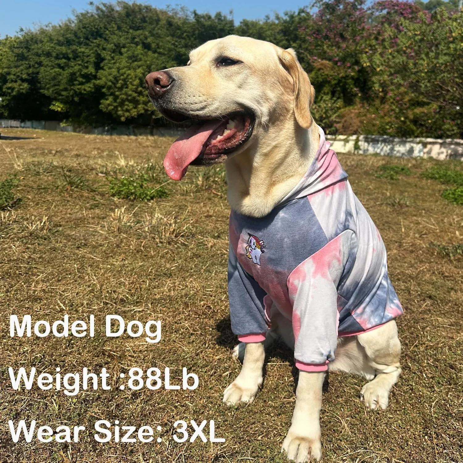 Dog Cotton Tie dye Hoodie Pink Grey Pullover Sweatshirts Soft and Stretch Pets Clothes Hooded for Medium Dogs(Pink Grey M)