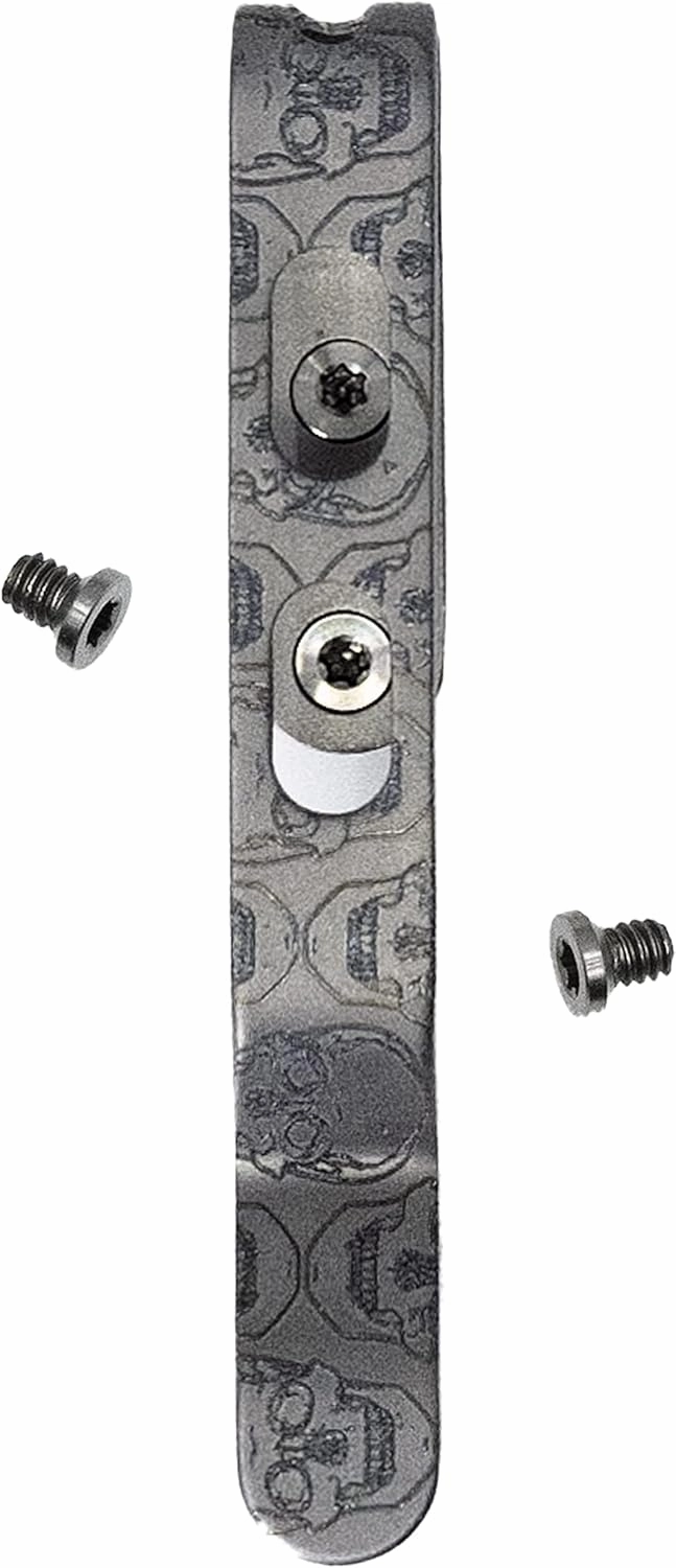 Donk! Titanium Pocket Clip. Made for Leatherman Free (P2, P4, T2 & T4) Curl & Bond. TC4 Titanium. Matte Finish. 2 Screws. 5 Custom Designs. Extra Carry Options - 'Numb Skulls’