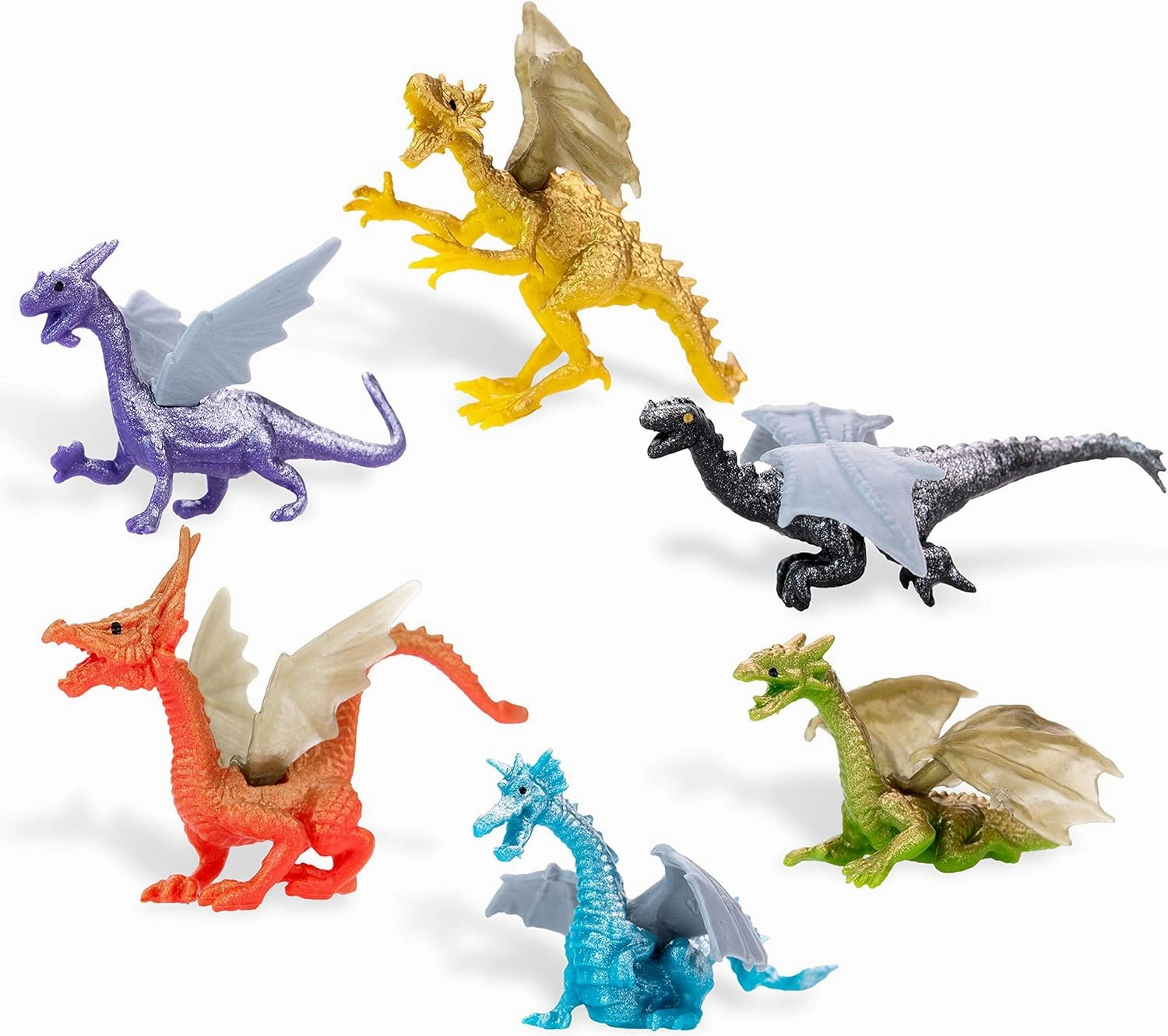 Dragon Figurine Toys - 48 Pcs Dragon Playset for Party Favors - 2" Dragons Pinata Stuffers - Goodie Bag Supplies - Bulk Gifts for Kids - Vending Machine Toy Refill - Easter Gifts for Kids