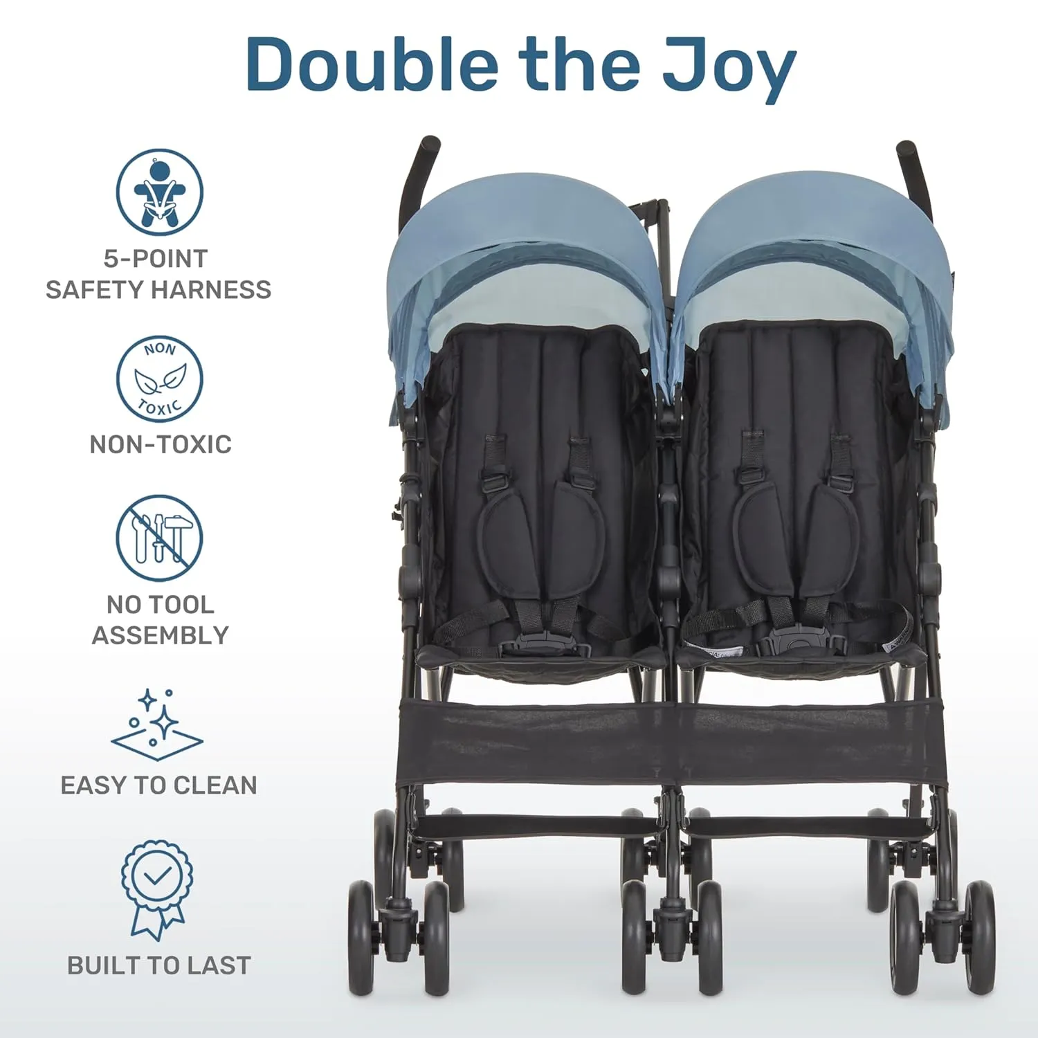 Dream On Me Twin Venture Umbrella Stroller in Light Blue