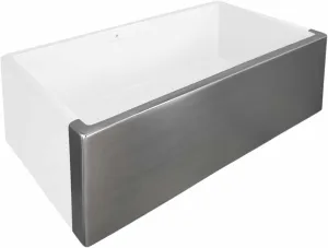 Dreamer Fireclay Farmhouse Kitchen Sink - 30" x 17.75" x 10" Platinum Metallic Finish