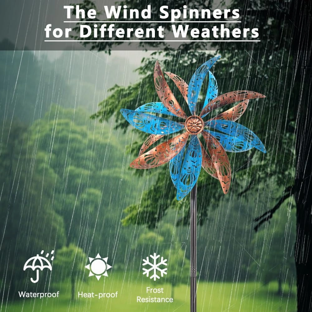 DREAMYSOUL Outdoor Metal Wind Spinner, 13 Inches Dia Hollow Pattern Wind Mills, Kinetic Wind Spinners for Yard Garden Outside Patio Lawn Decor