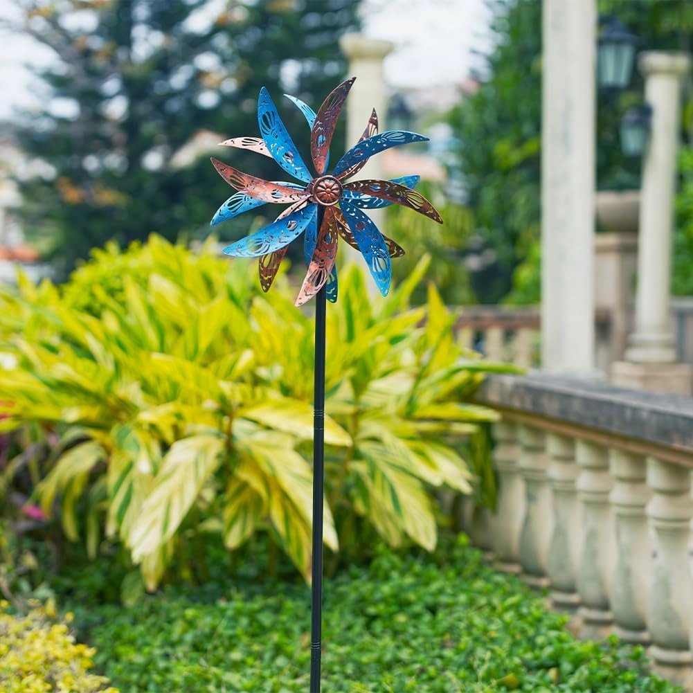 DREAMYSOUL Outdoor Metal Wind Spinner, 13 Inches Dia Hollow Pattern Wind Mills, Kinetic Wind Spinners for Yard Garden Outside Patio Lawn Decor