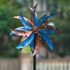 DREAMYSOUL Outdoor Metal Wind Spinner, 13 Inches Dia Hollow Pattern Wind Mills, Kinetic Wind Spinners for Yard Garden Outside Patio Lawn Decor