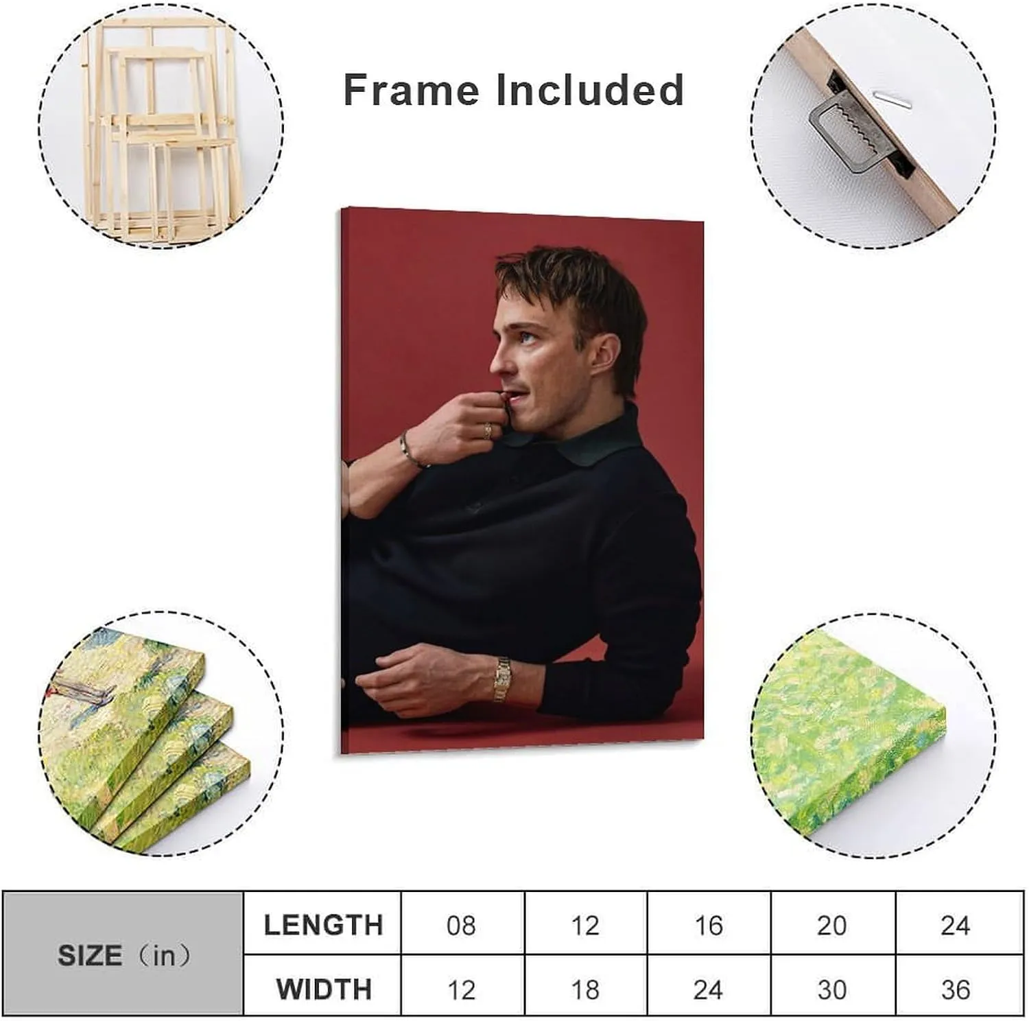 Drew Starkey Actor Ortrait Poster 3 Living Room Printing Oil Painting Interior Decoration Poster 12x18inch(30x45cm) Frame-style
