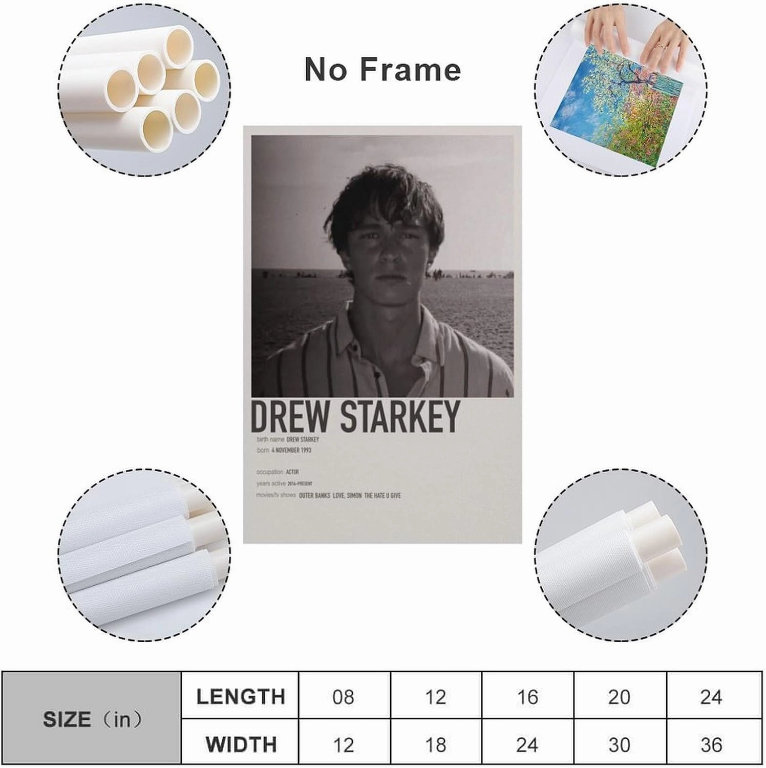 Drew Starkey Actor Portrait Poster 7 Living Room Printing Oil Painting Interior Decoration Poster 12x18inch(30x45cm) Unframe-style