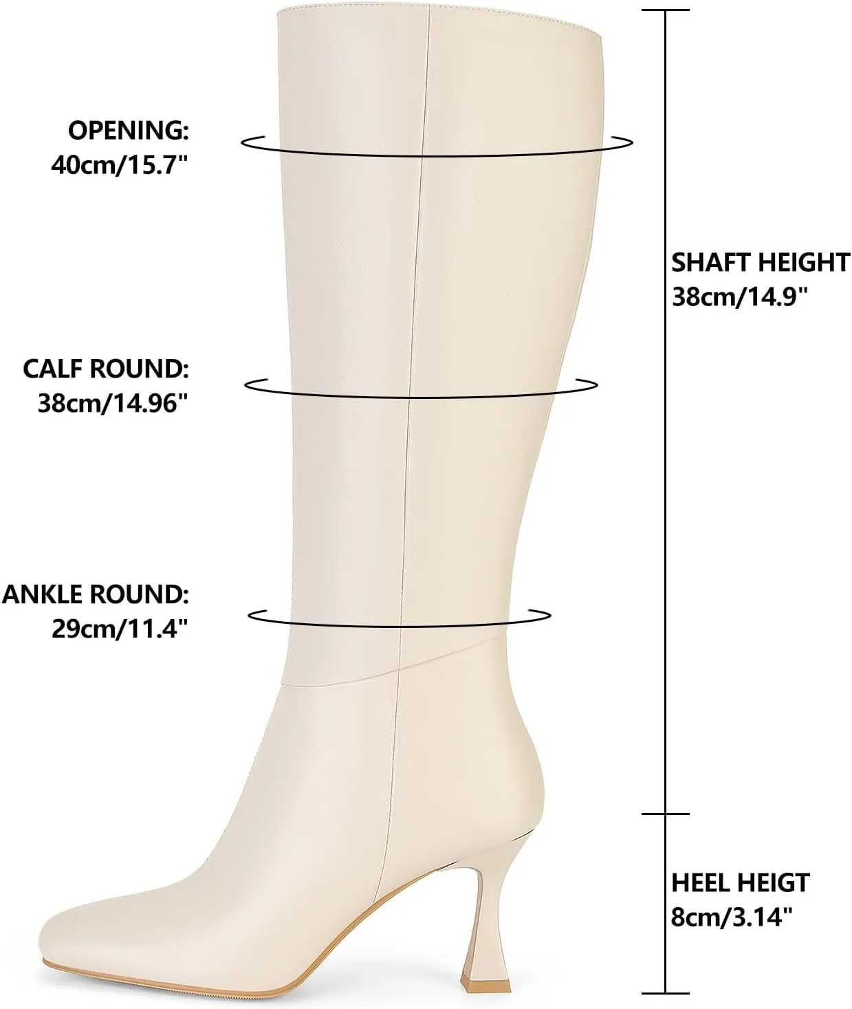 Dsevht Black Leather Knee High Boots for Women Stiletto Kitten Heeled Sexy Boots Square Toe and Side Zipper Design Fashion Dress Boots