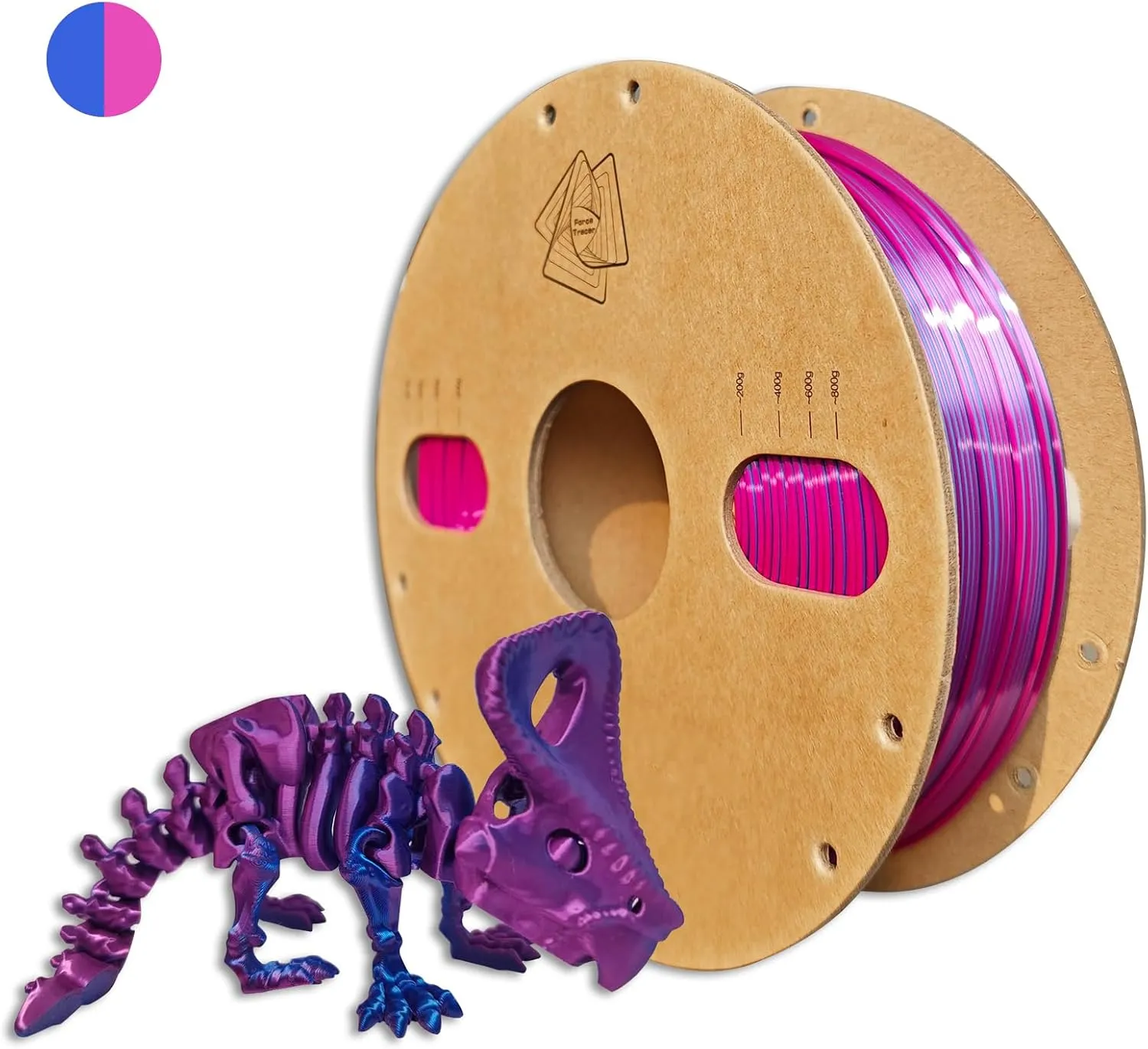 Dual Color Filament Silk Rose-Red Blue 3D Printer Filament, 1KG (2.2 LBS)