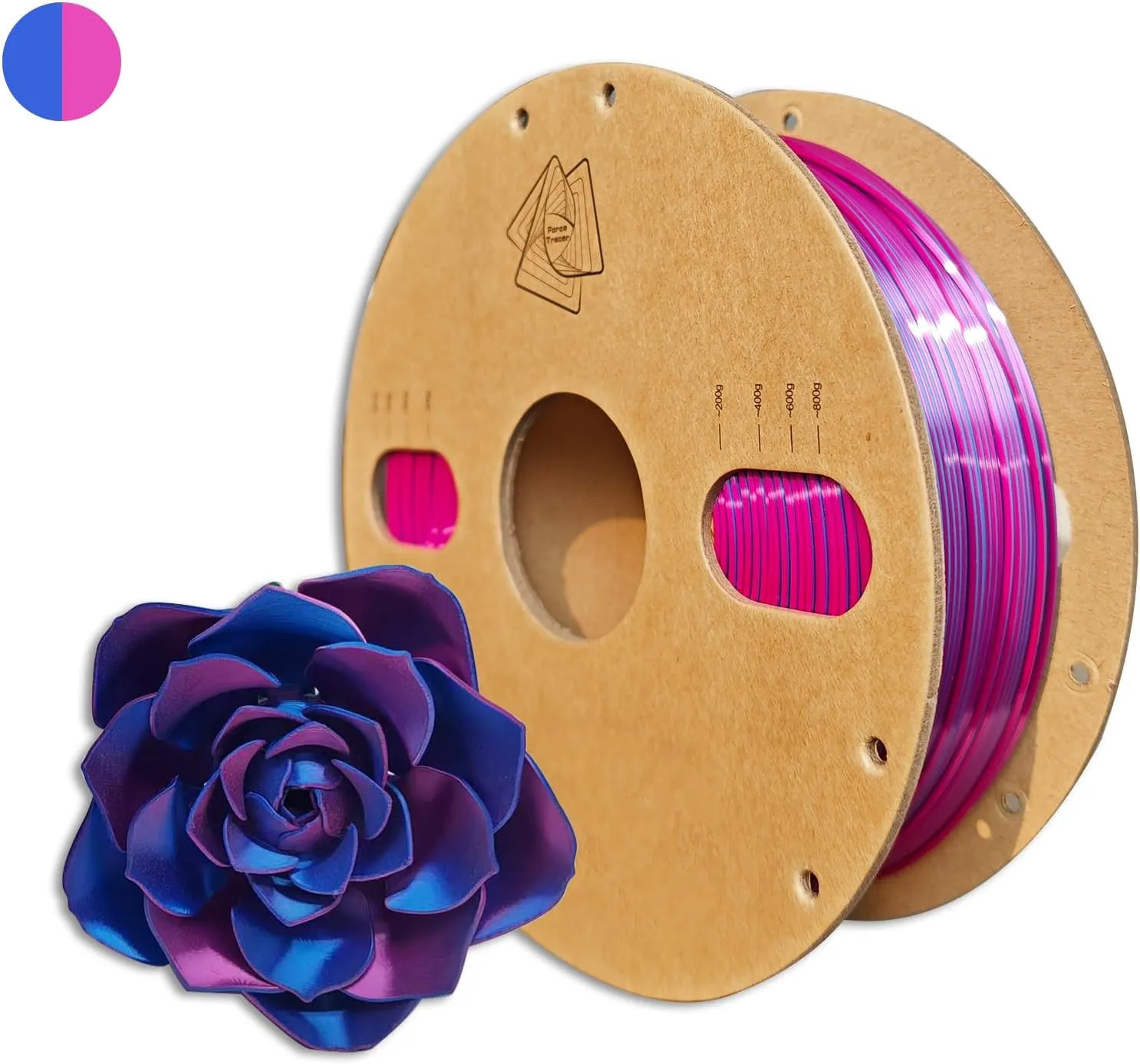 Dual Color Filament Silk Rose-Red Blue 3D Printer Filament, 1KG (2.2 LBS)