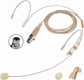 Dual Earhook Headset Microphone - Compatible with Shure Wireless Transmitter, Over-Ear TA4F Mini XLR Mic with Windscreen, Clear Sound for Lectures, Performances, Theater – Professional, Lightweight