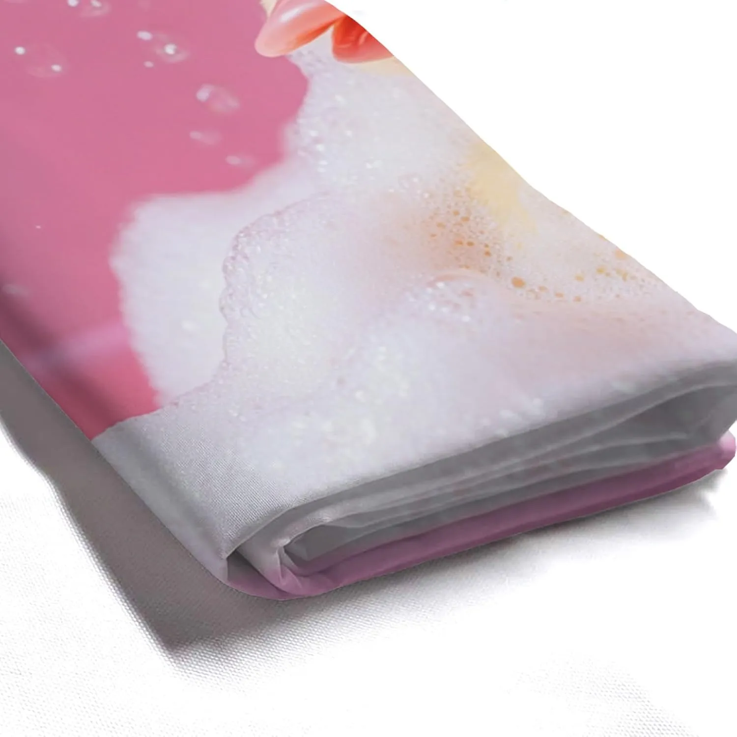 Duck Pink Shower Curtain, Cute Duck with Soap Bubble, Pink Shower Curtain Set with 12 Hooks for Spring Summer Bathroom Decor, 72X72inch