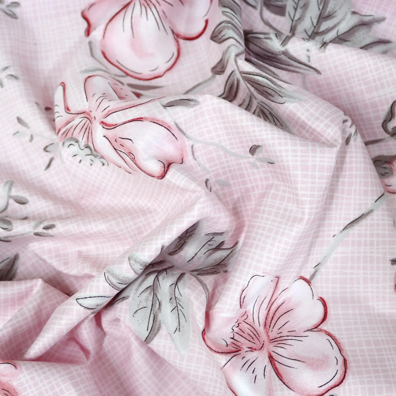 Duvet Cover Set Queen 3-Piece, 1 Duvet Cover 90" x 90", 2 Pillowcases 20" x 30", Elegant Pink Floral & Botanical Palm Leaf Design Ultra Lightweight, Stain-Resistant with Zipper Closure
