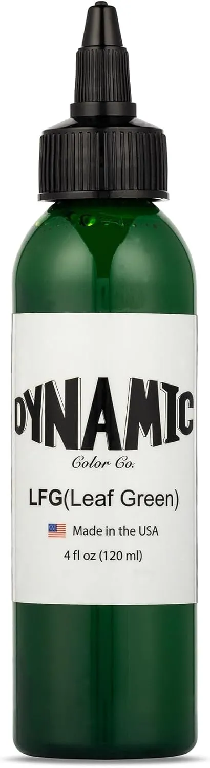 Dynamic Color Co- Leaf Green Tattoo Ink: Vibrant, Sterilized, Vegan & USA-Made Since 1990 – Trusted by Artists Worldwide(4 oz Bottle)