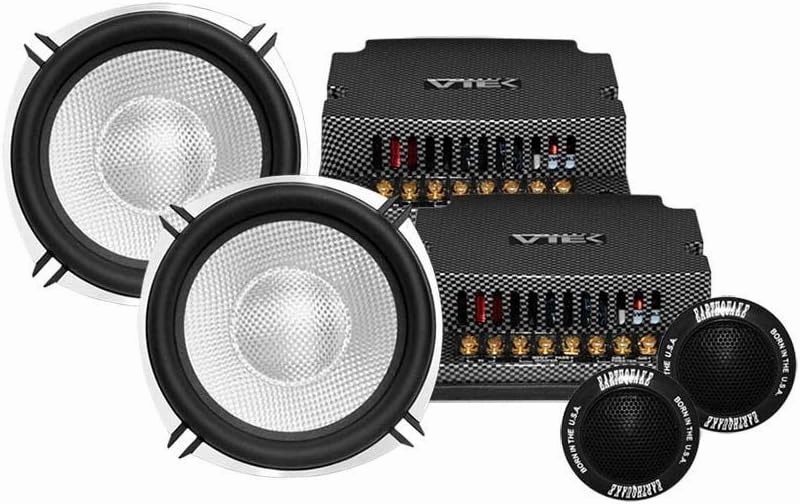 EARTHQUAKE Sound VTEK-MC5 500W 5.25-inch 2-Way Component Set with Tweeters and Passive Xovers,Black, Red, White, Gold, Grey