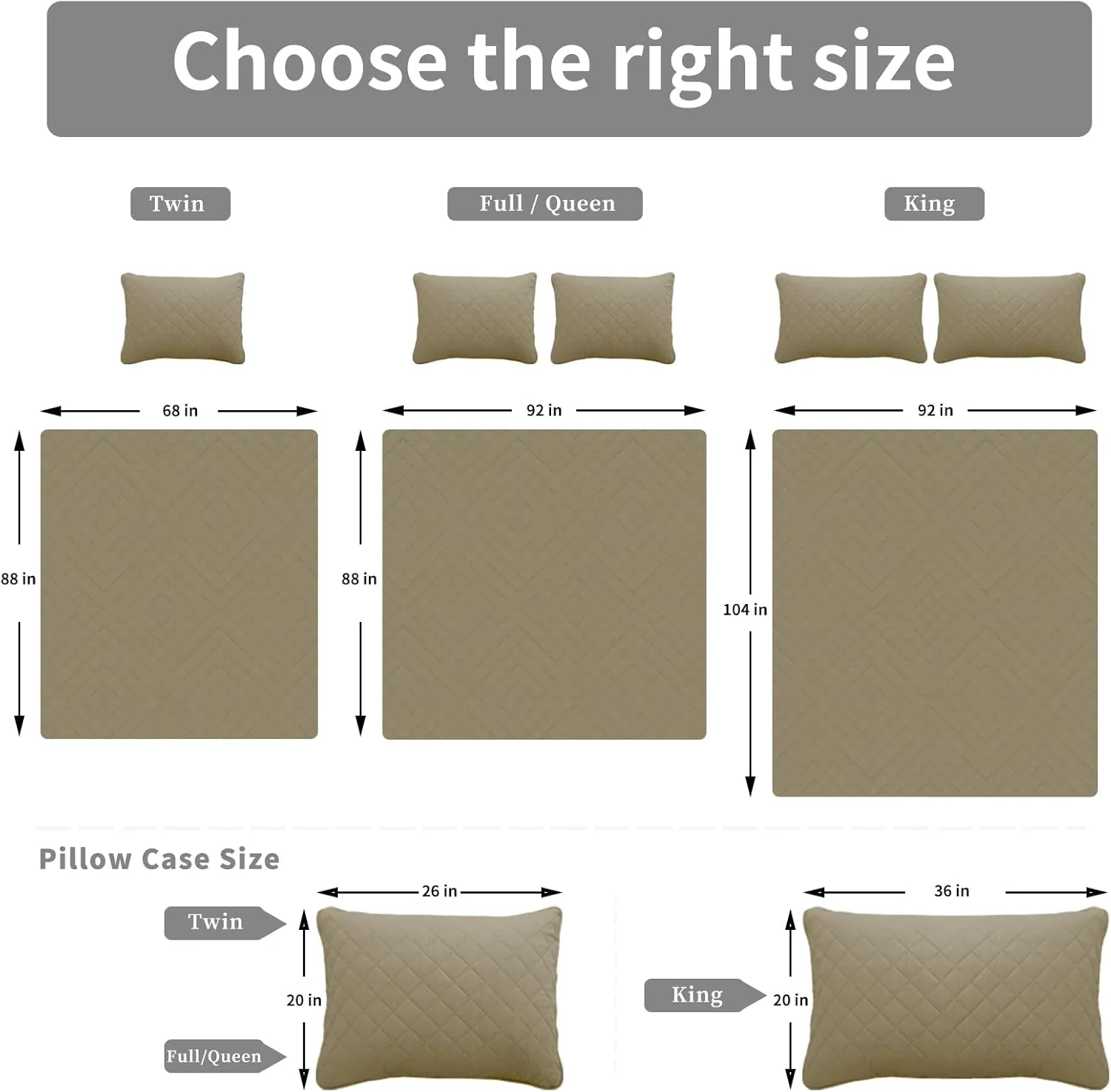 Easy-Going Full/Queen Size Reversible Quilt Set with 1 Quilt and 2 Pillow Shams, Soft Bed Quilt Cover, Water Resistant Lightweight Microfiber Bedspread, Stain Resistant, Beige/Beige