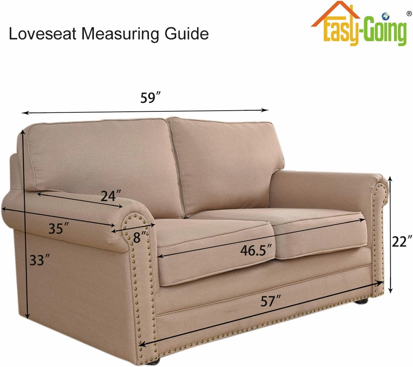 Easy-Going Stretch Loveseat Slipcover 1-Piece Sofa Cover Furniture Protector Couch Soft with Elastic Bottom for Kids Polyester Spandex Jacquard Fabric Small Checks (Loveseat, Beige)