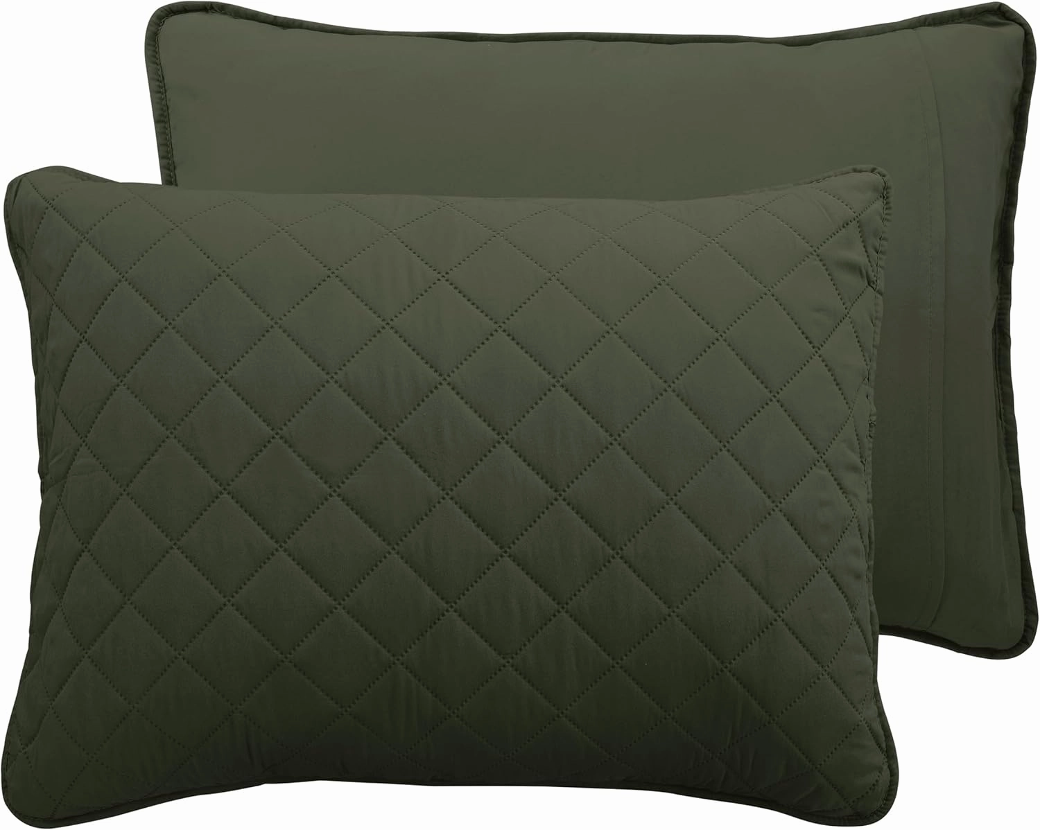 Easy-Going Twin Size Reversible Quilt Set with 1 Quilt and 1 Pillow Sham, Soft Bed Quilt Cover, Water Resistant Lightweight Microfiber Bedspread, Stain Resistant, Army Green/Beige