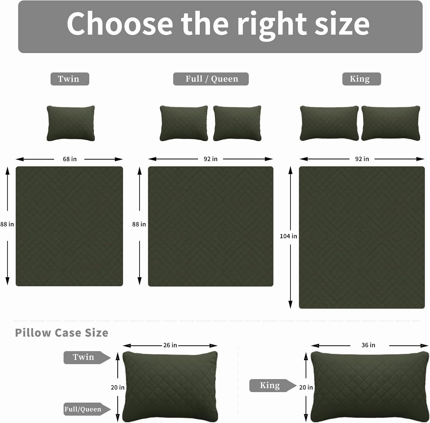 Easy-Going Twin Size Reversible Quilt Set with 1 Quilt and 1 Pillow Sham, Soft Bed Quilt Cover, Water Resistant Lightweight Microfiber Bedspread, Stain Resistant, Army Green/Beige