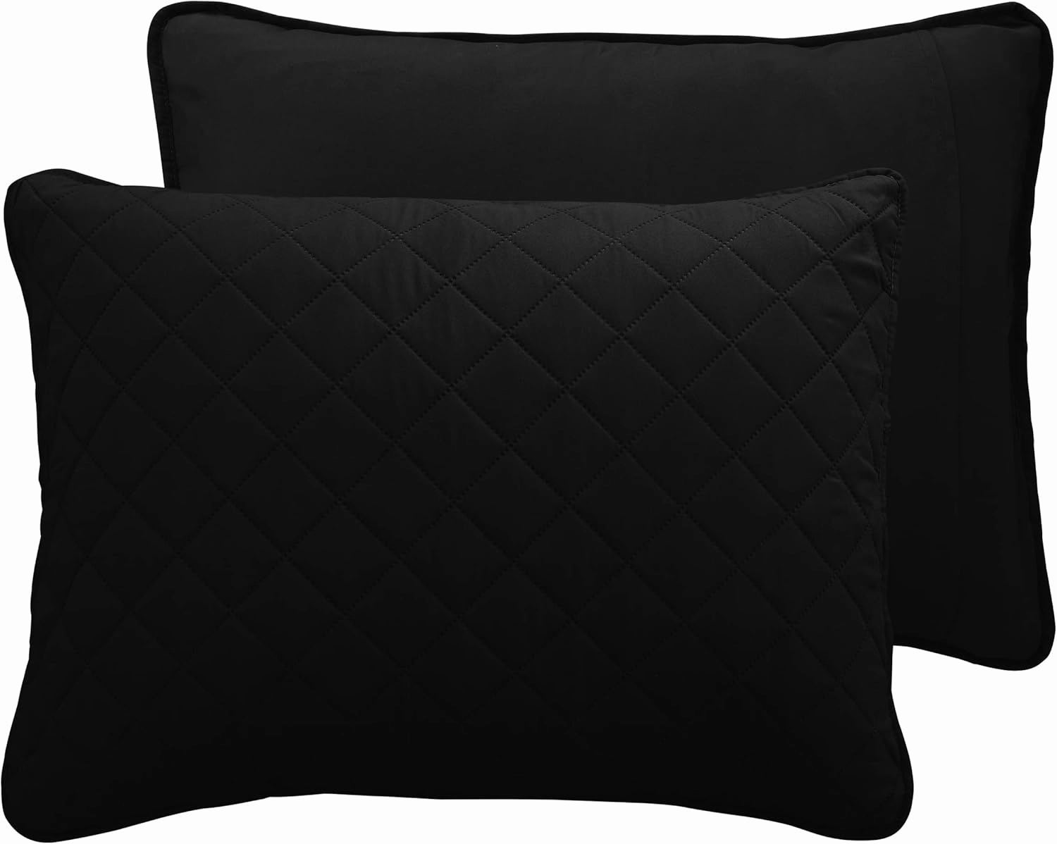 Easy-Going Twin Size Reversible Quilt Set with 1 Quilt and 1 Pillow Shams, Soft Bed Quilt Cover, Water Resistant Lightweight Microfiber Bedspread, Stain Resistant, Black/Beige