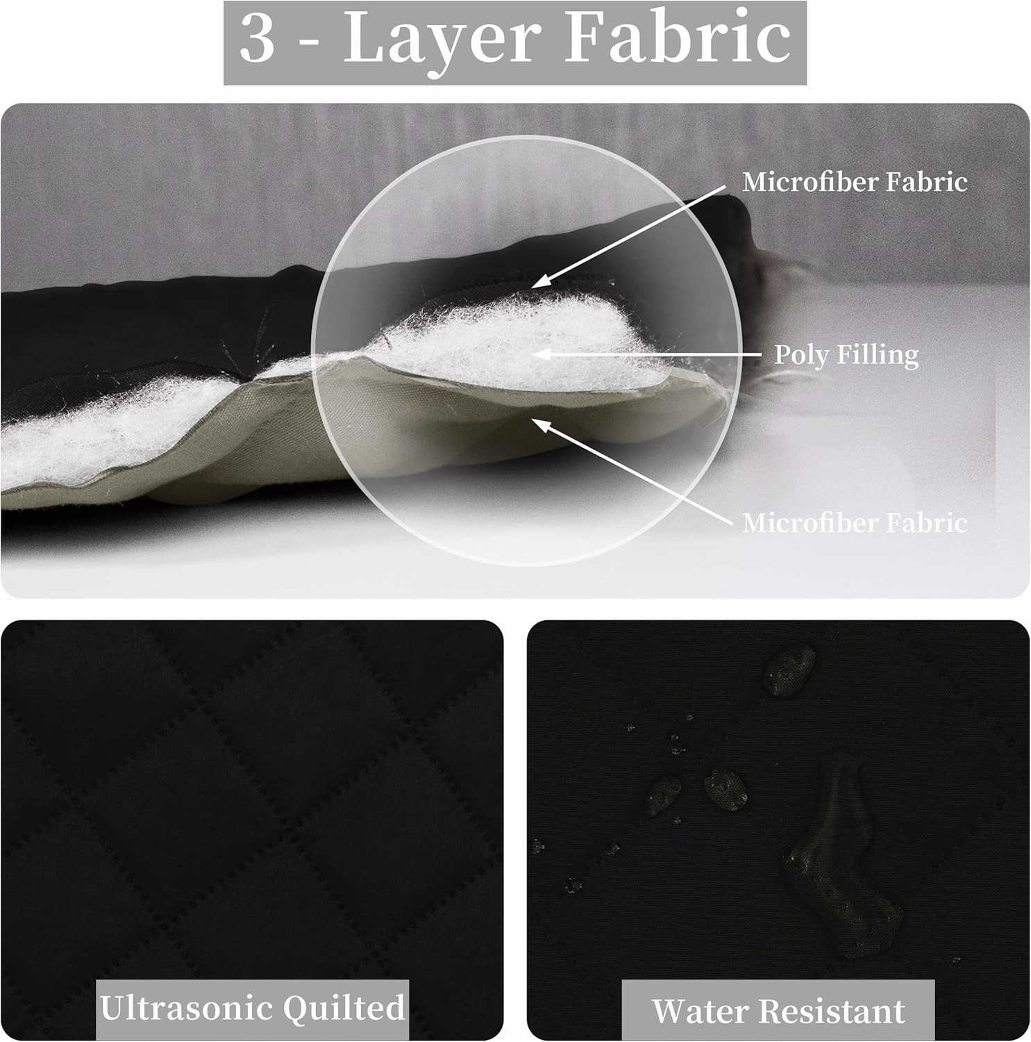 Easy-Going Twin Size Reversible Quilt Set with 1 Quilt and 1 Pillow Shams, Soft Bed Quilt Cover, Water Resistant Lightweight Microfiber Bedspread, Stain Resistant, Black/Beige