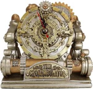Ebros Gift Steampunk Chronambulator Time Warp Machine with Painted Clockwork and Gearwork Decorative Desktop Table Clock Figurine Futuristic Office Study Library Clocks Victorian Science Fiction
