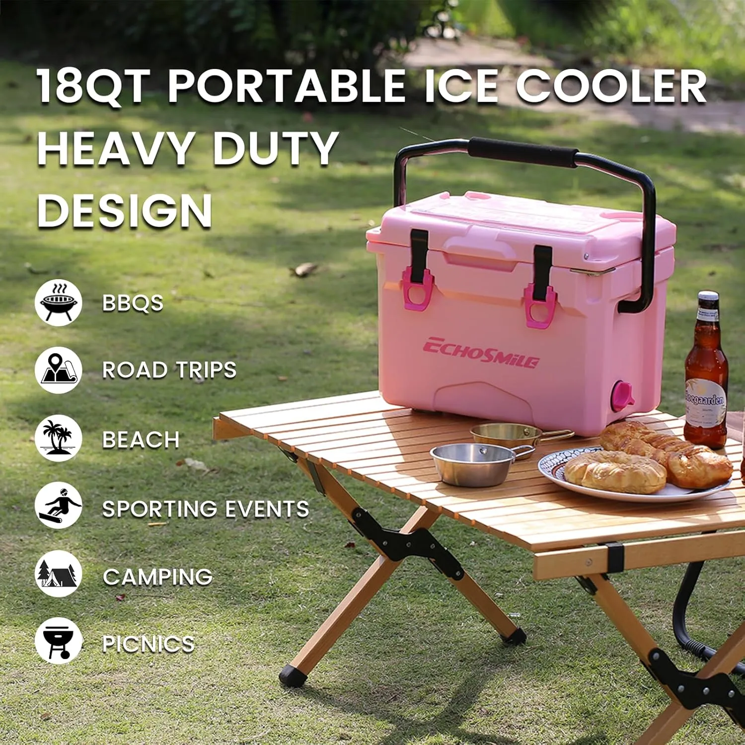 EchoSmile 12/18 Quart Rotomolded Cooler, Built to Stand up to The Rigors of The Journey