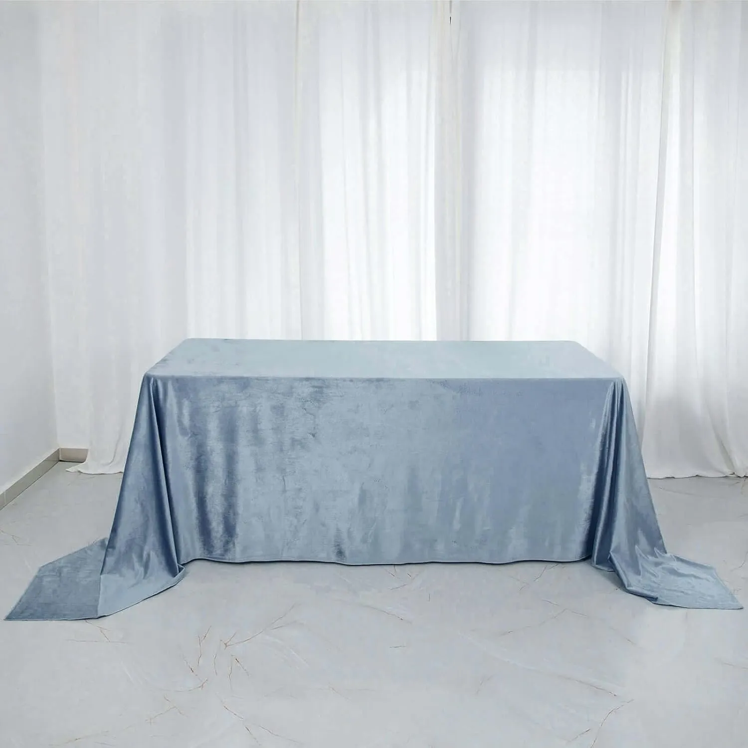 Efavormart Premium Velvet Dusty Blue 90" x 132" Rectangle Tablecloth for Wedding Party Events