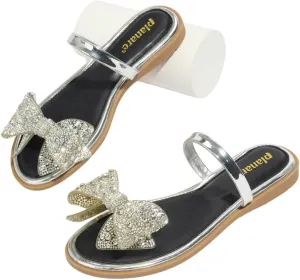 Elegant Lace Mules for Women – Delicate Bow Accent Slip-On Shoes with Soft Thick Sole, Comfortable Flat Sandals US 6-10.5 for Summer & Daily Wear