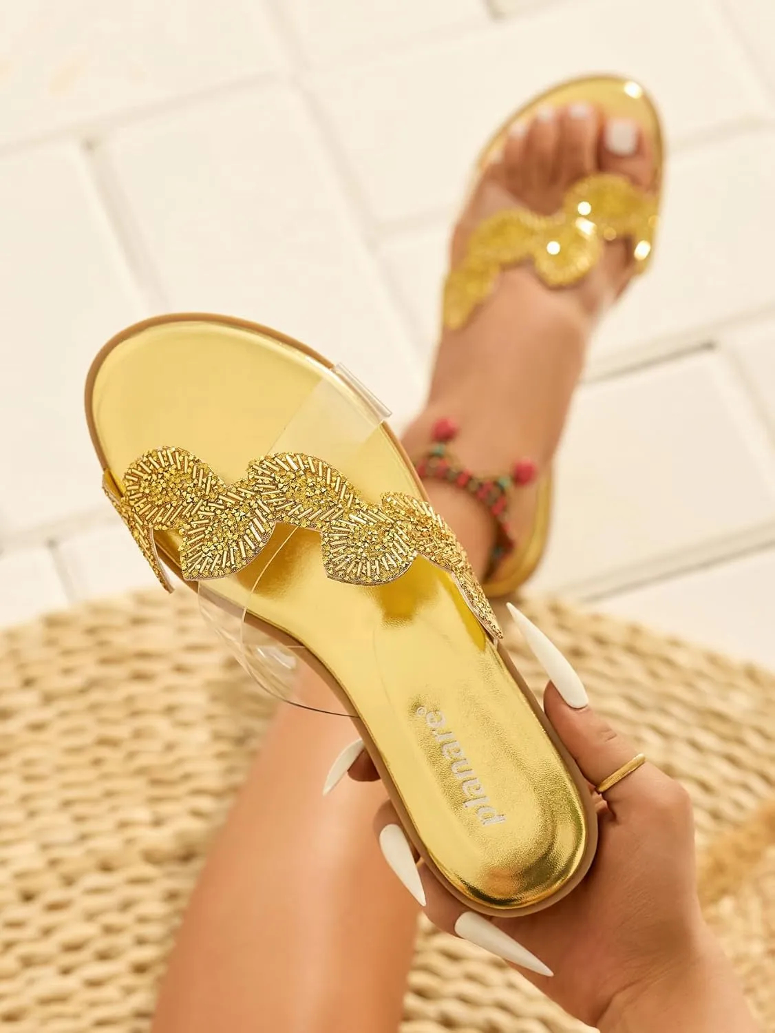 Elegant Lace Mules for Women – Delicate Bow Accent Slip-On Shoes with Soft Thick Sole, Comfortable Flat Sandals US 6-10.5 for Summer & Daily Wear